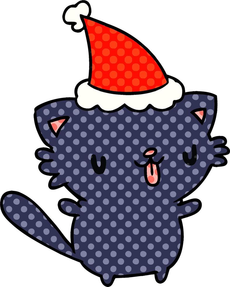 weihnachtskarikatur der kawaii katze vektor