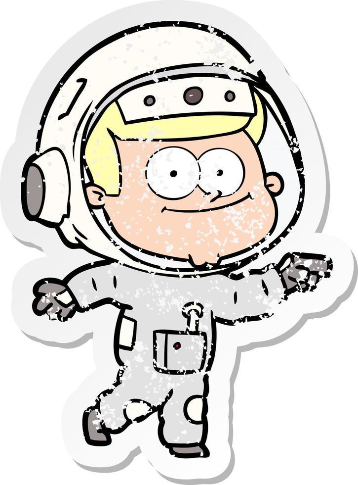 beunruhigter Aufkleber eines glücklichen Astronauten-Cartoons vektor