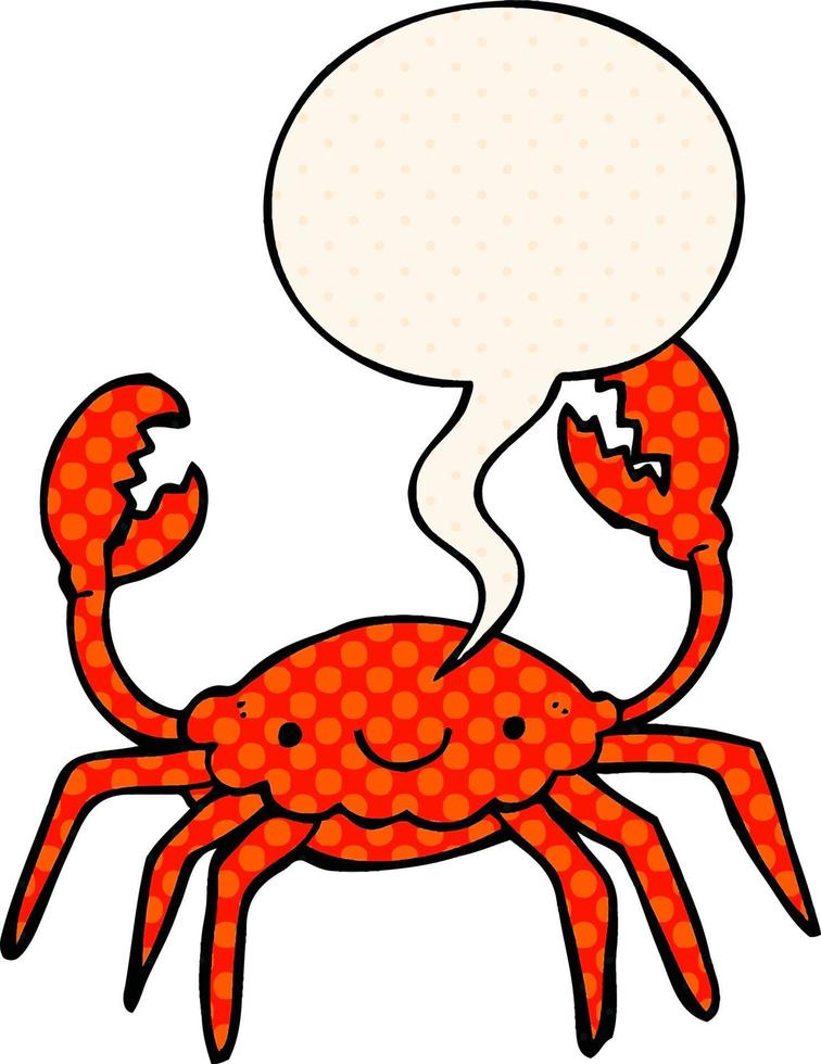tecknad krabba och pratbubbla i serietidningsstil vektor