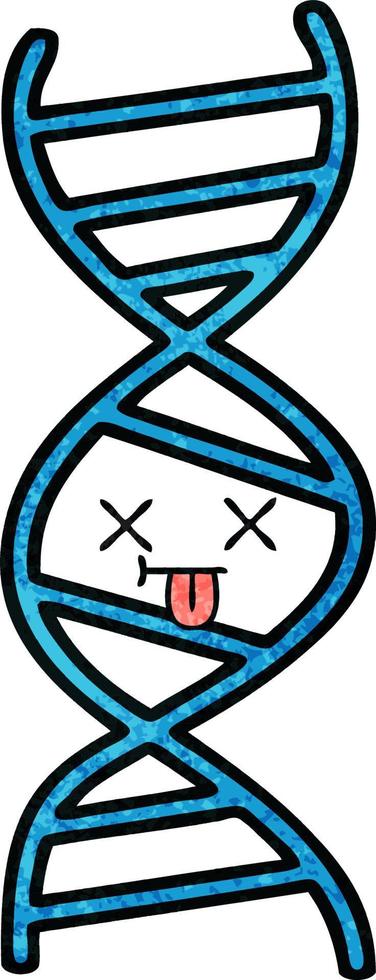 Retro-Grunge-Textur-Cartoon-DNA-Strang vektor