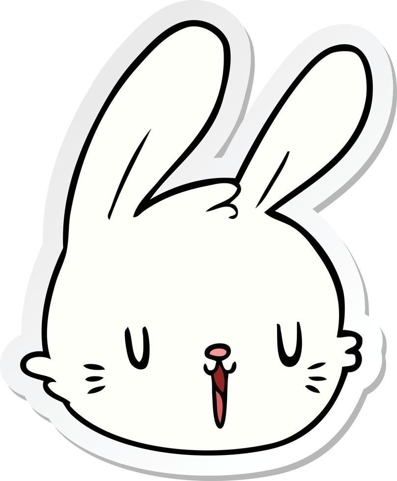 klistermärke av en tecknad kanin ansikte vektor
