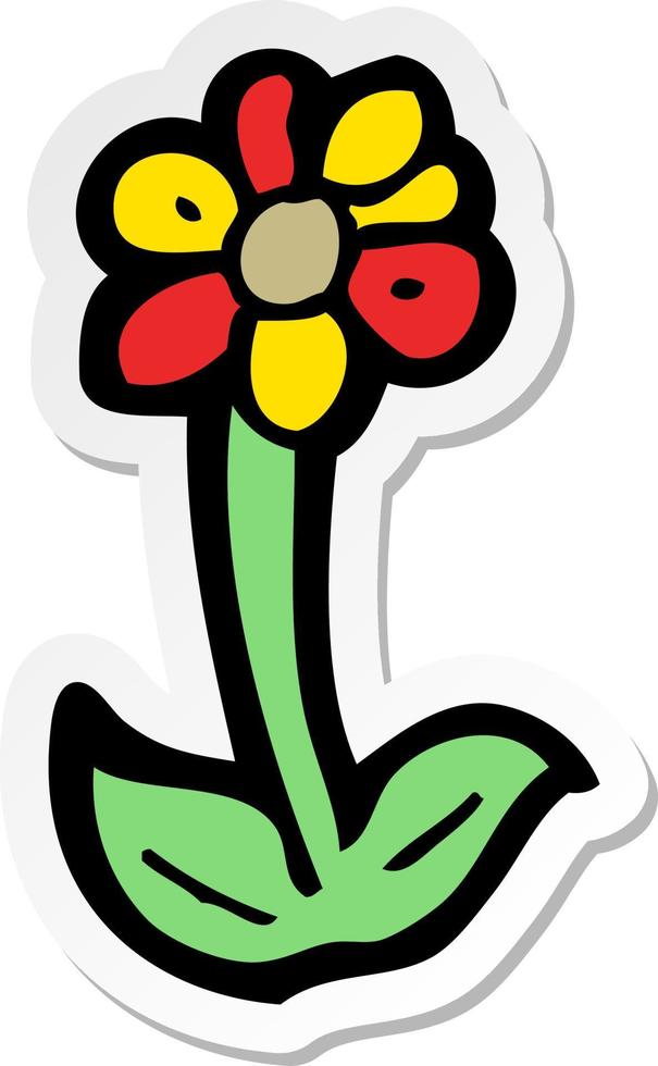 klistermärke av en tecknad blomma symbol vektor