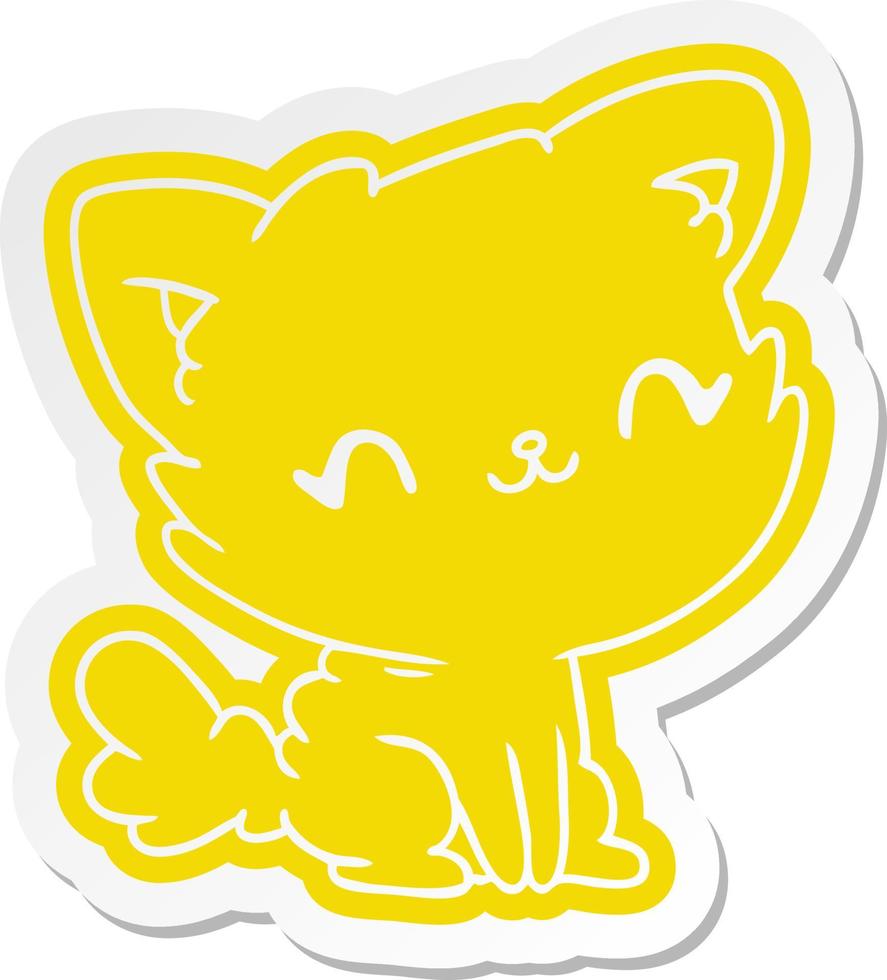 tecknad klistermärke söt kawaii fluffig katt vektor
