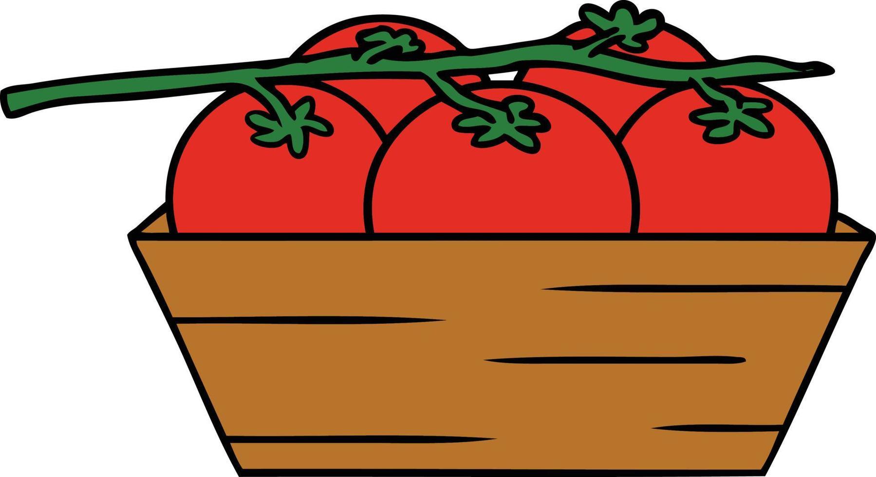 tecknad doodle av en låda med tomater vektor