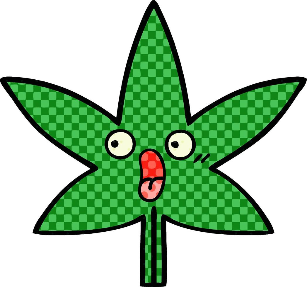 Cartoon-Marihuana-Blatt im Comic-Stil vektor