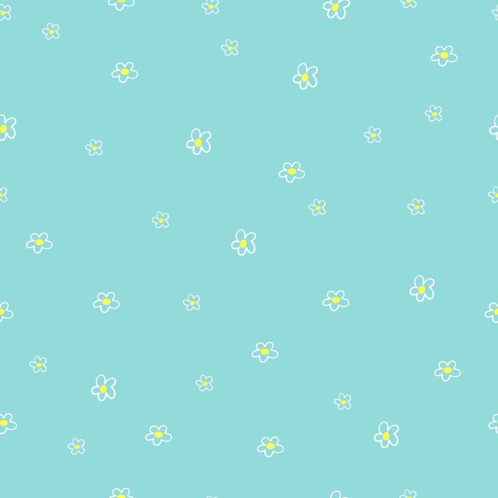hand gezeichnetes nahtloses muster mit kamilleblumen. schöne Blumenverzierung auf blauem Hintergrund. Vektor-Illustration vektor