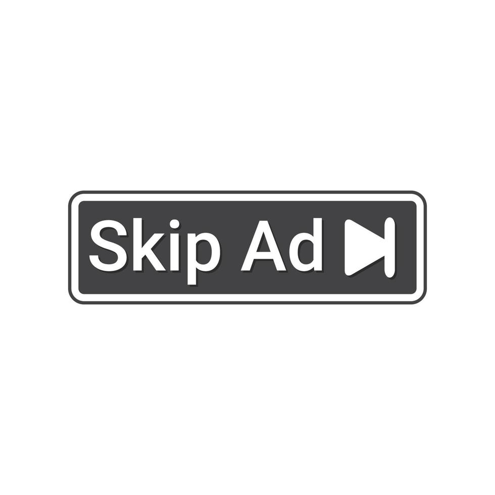 Vektorschaltfläche zum Überspringen von Anzeigen, die für YouTube-Videos geeignet ist. vektor