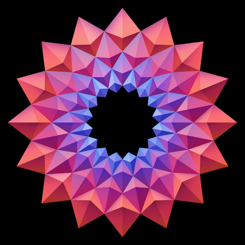 rot blau origami blumenmuster mandala 3d geometrische form vektor