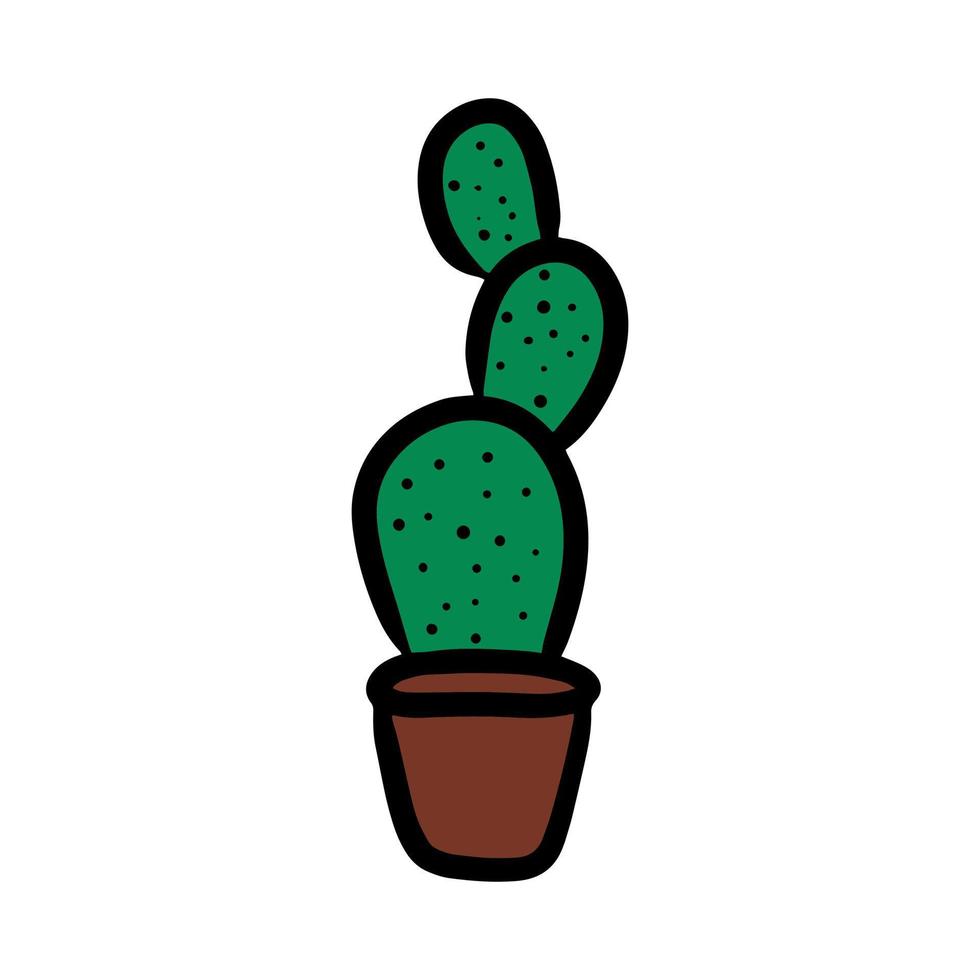niedliche gekritzelart kawaii kaktus vektor isolierte illustration