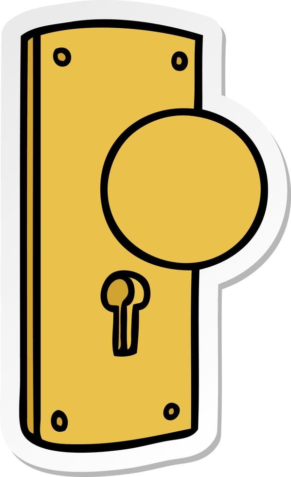 klistermärke tecknad doodle av ett dörrhandtag vektor