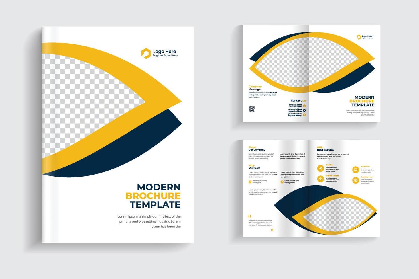 abstraktes minimales mehrzweck-bifold-broschürendesign oder unternehmensbroschürendesign. vollständig organisiertes und bearbeitbares Broschürenvorlagendesign. vektor