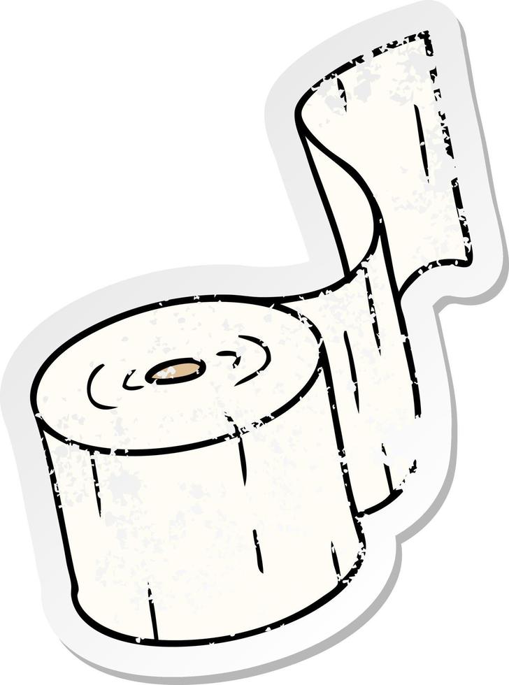 Distressed Sticker Cartoon Doodle einer Toilettenpapierrolle vektor