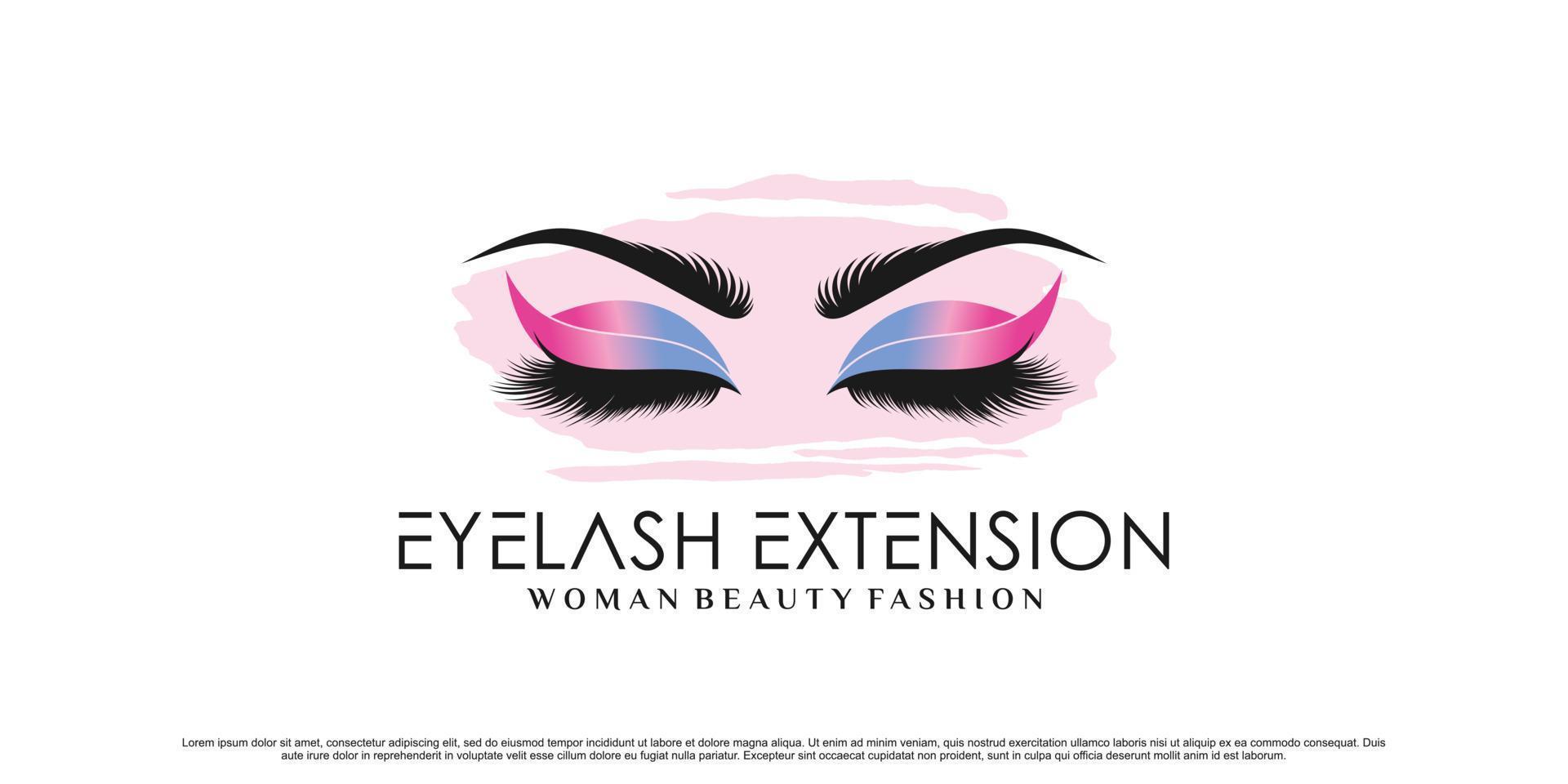 skönhet ögonfransförlängning logotyp design för kvinna skönhetssalong med kreativa element premium vektor