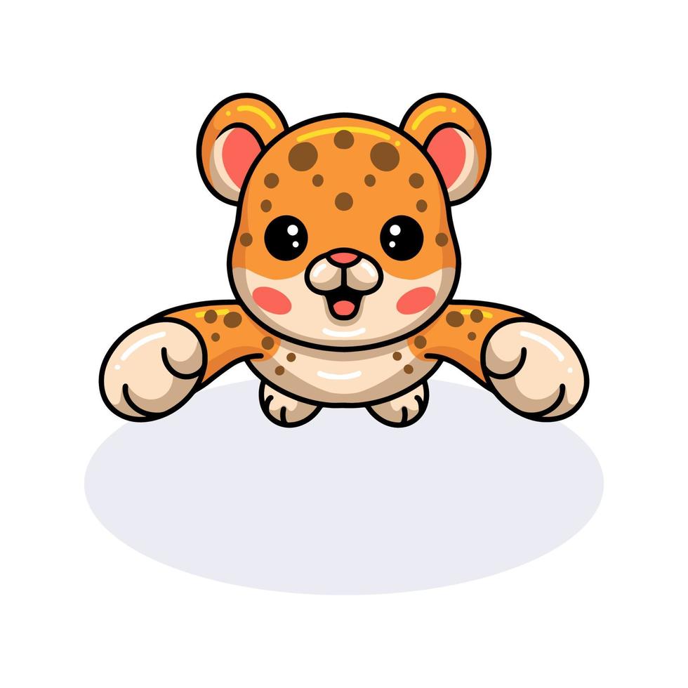 söt baby leopard tecknad hoppning vektor