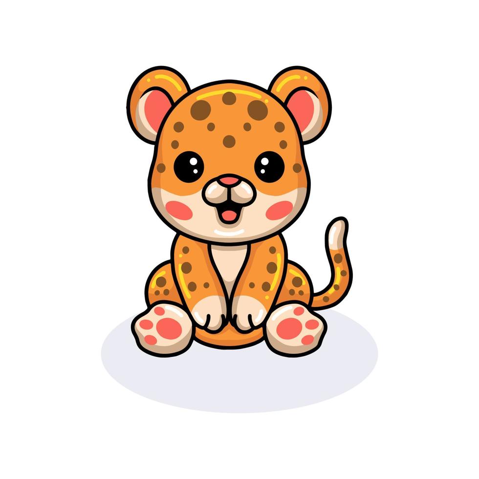 söt baby leopard tecknad sitter vektor