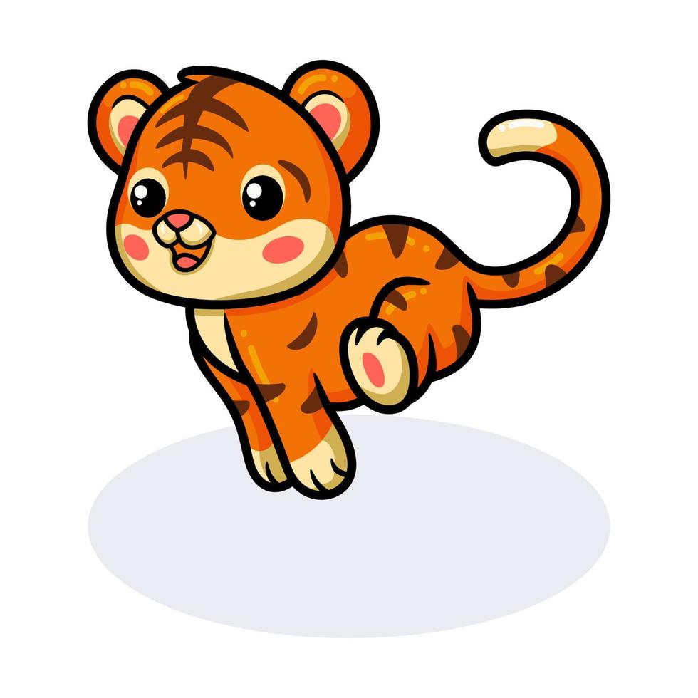 niedlicher Baby-Tiger-Cartoon läuft vektor