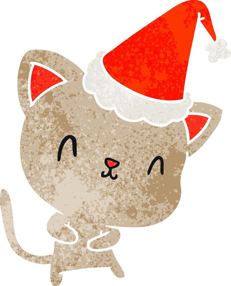 weihnachtsretro-karikatur der kawaii katze vektor