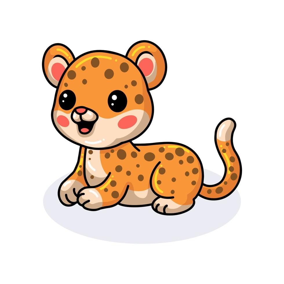 niedlicher Baby-Leopard-Cartoon, der sich hinlegt vektor