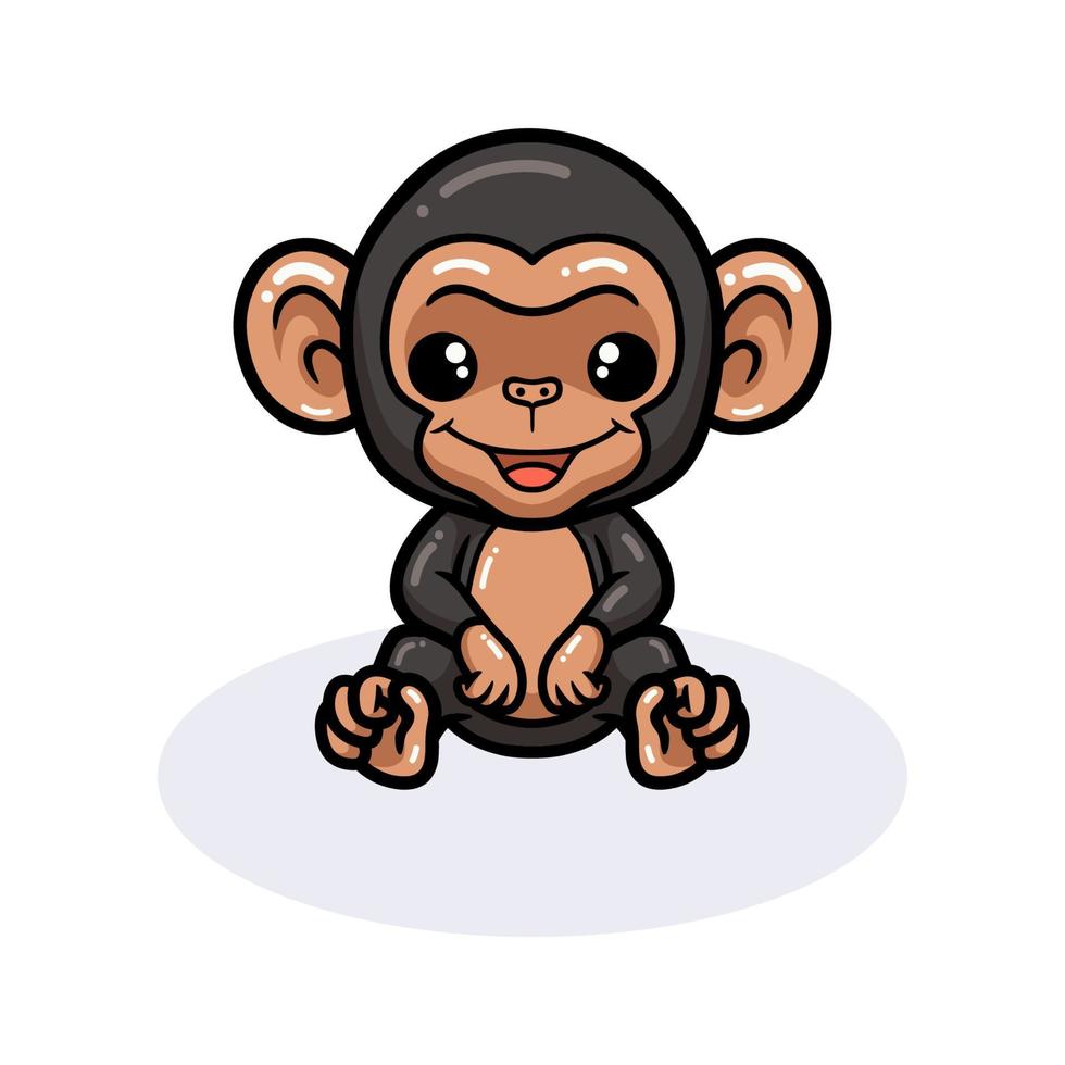söt baby schimpans tecknad sitter vektor