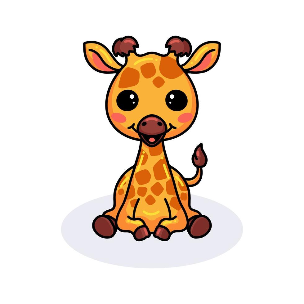 niedliches kleines Giraffenkarikatursitzen vektor