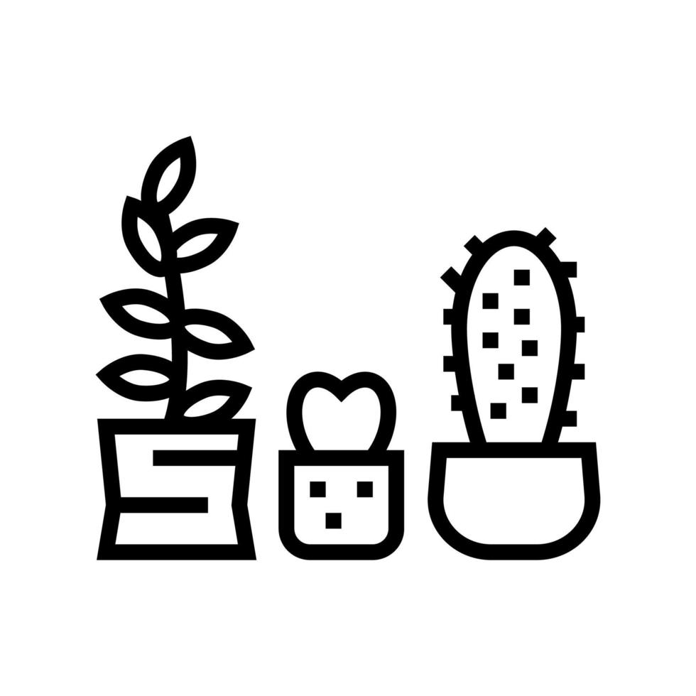 Kaktus Zimmerpflanze Symbol Leitung Vektor Illustration