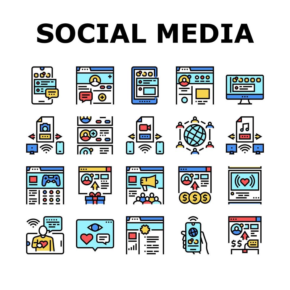 Internet-Social-Media-Sammlung Icons Set Vektor
