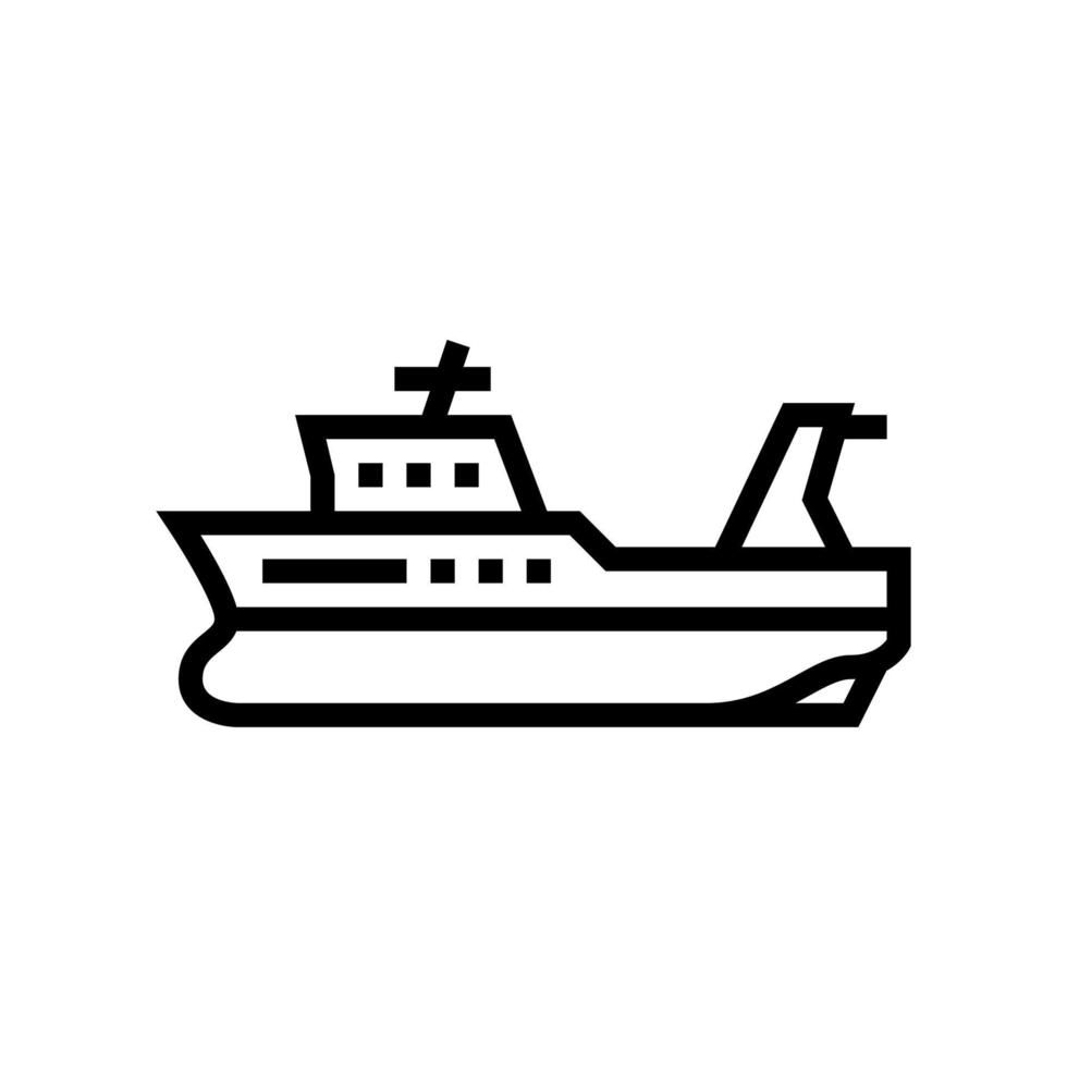 trålare båt linje ikon vektor illustration