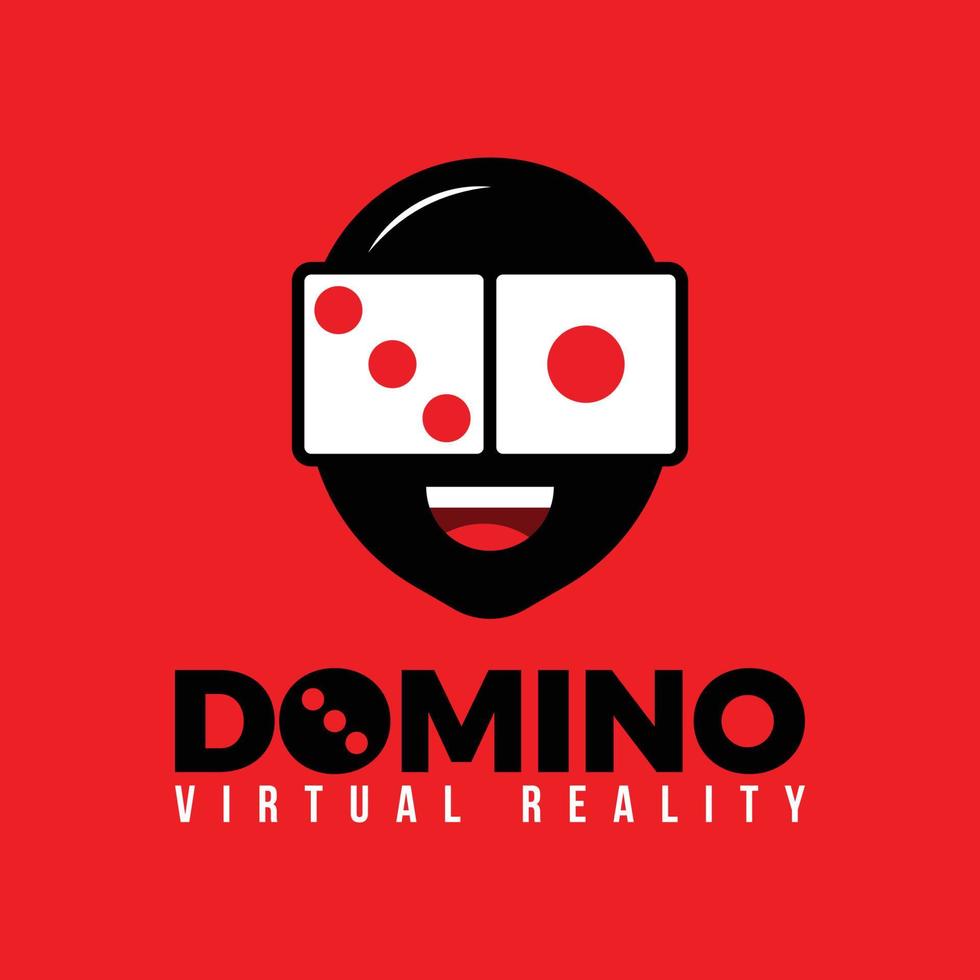 unik domino virtuell verklighet logotyp vektor mall