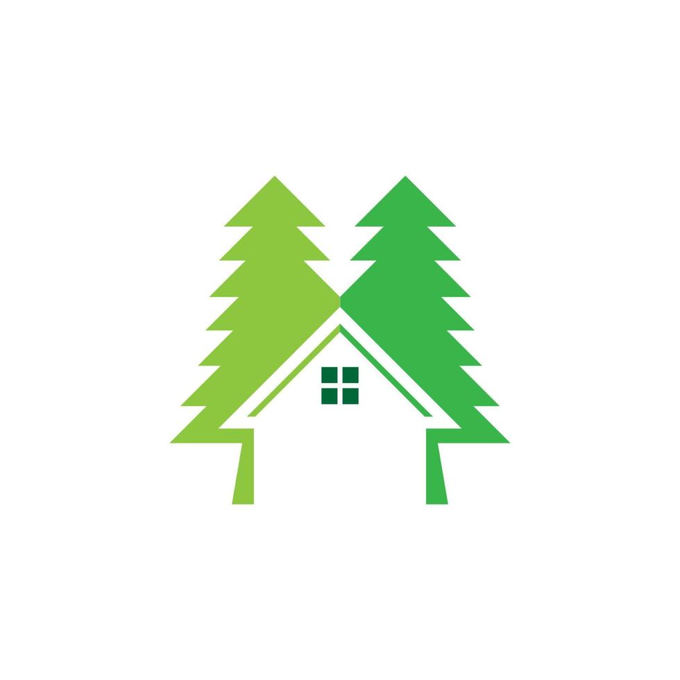grünes Haus Baum Logo Vektorkonzept vektor