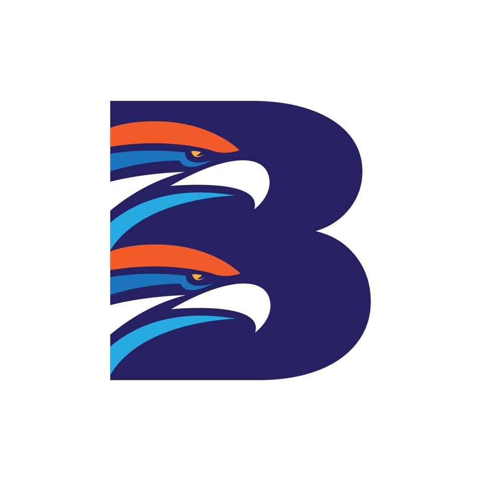 bokstaven b initial logotyp med eagle head vektor mall