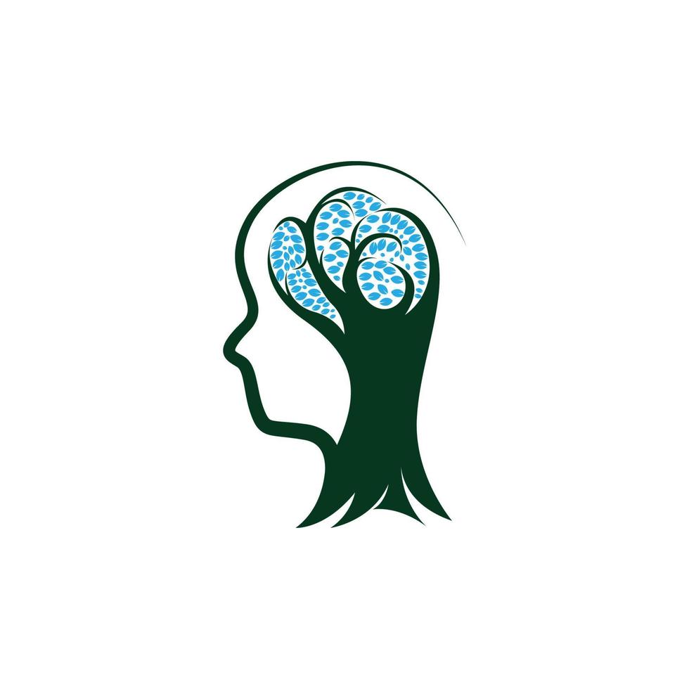 mental hälsa logotyp med hjärnan träd illustration vektor