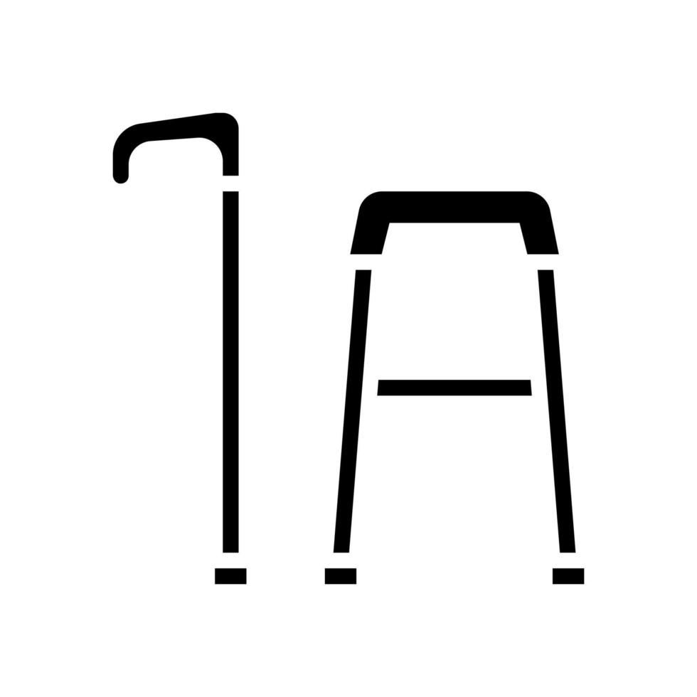 Stock und Gehhilfe für alte Menschen Glyphen-Symbol-Vektor-Illustration vektor