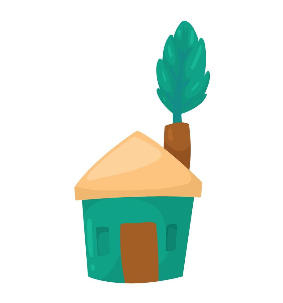 grönt hus med blad vektor