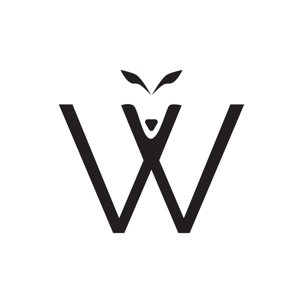 schwarz-weißer buchstabe w wolf-logo-vorlage vektor