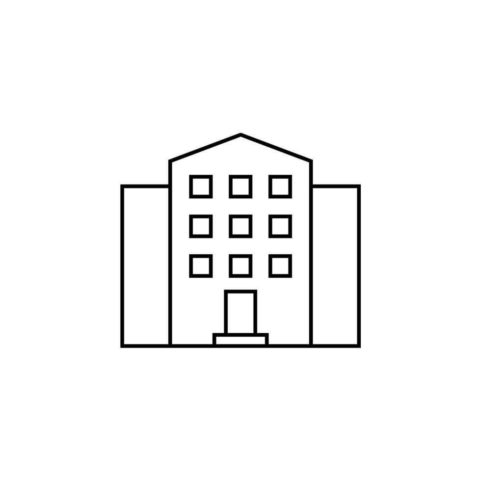 hotell, lägenhet, radhus, bostäder tunn linje ikon vektor illustration logotyp mall. lämplig för många ändamål.