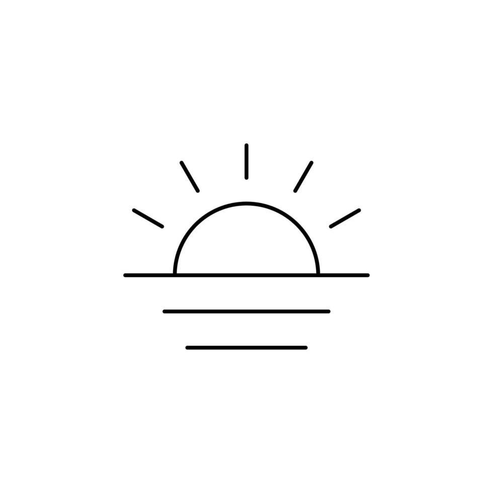 soluppgång, solnedgång, sol tunn linje ikon vektor illustration logotyp mall. lämplig för många ändamål.