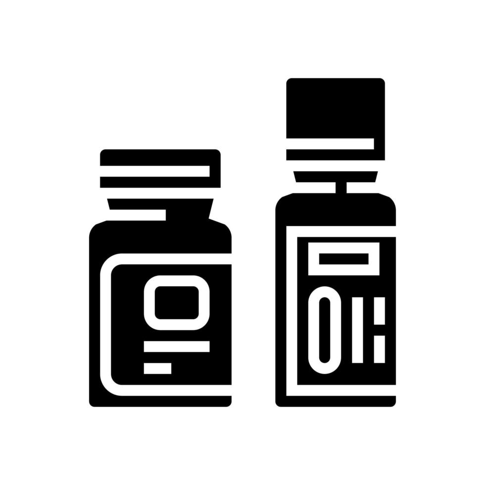 Flaschen mit Homöopathie-Arzneimittel-Glyphen-Symbol-Vektorillustration vektor