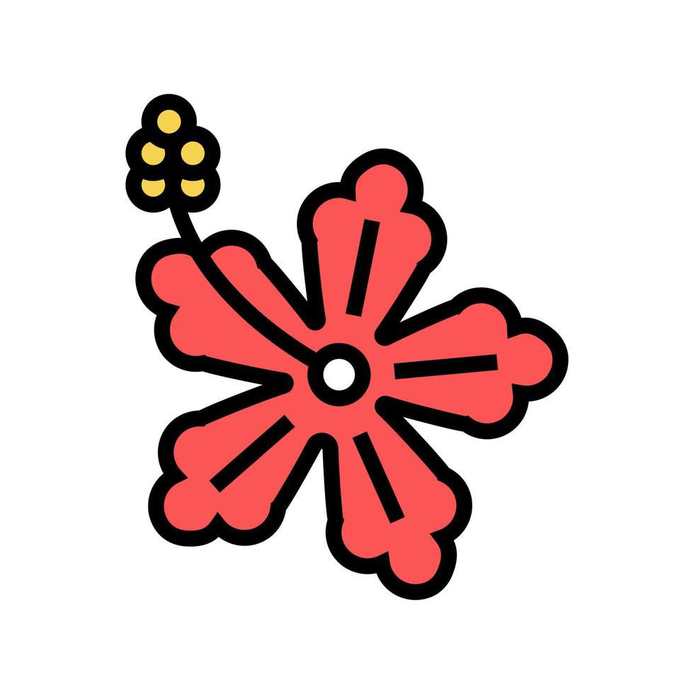 Hibiskusblüte Hawaii Farbe Symbol Vektor Illustration