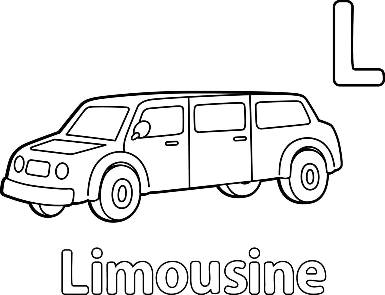 limousine alphabet abc zum ausmalen l vektor