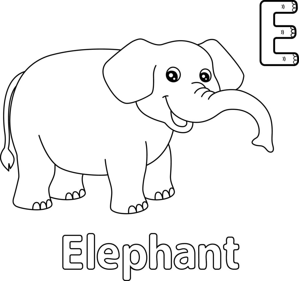 elefant alphabet abc zum ausmalen e vektor