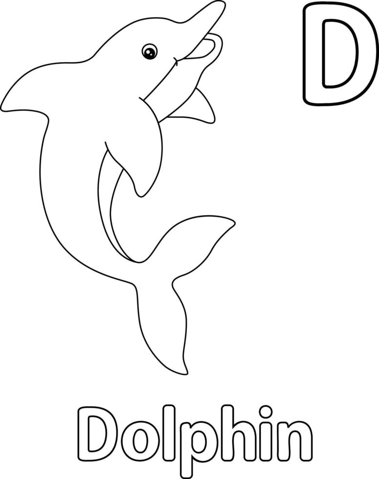 delfin alfabetet abc målarbok d vektor