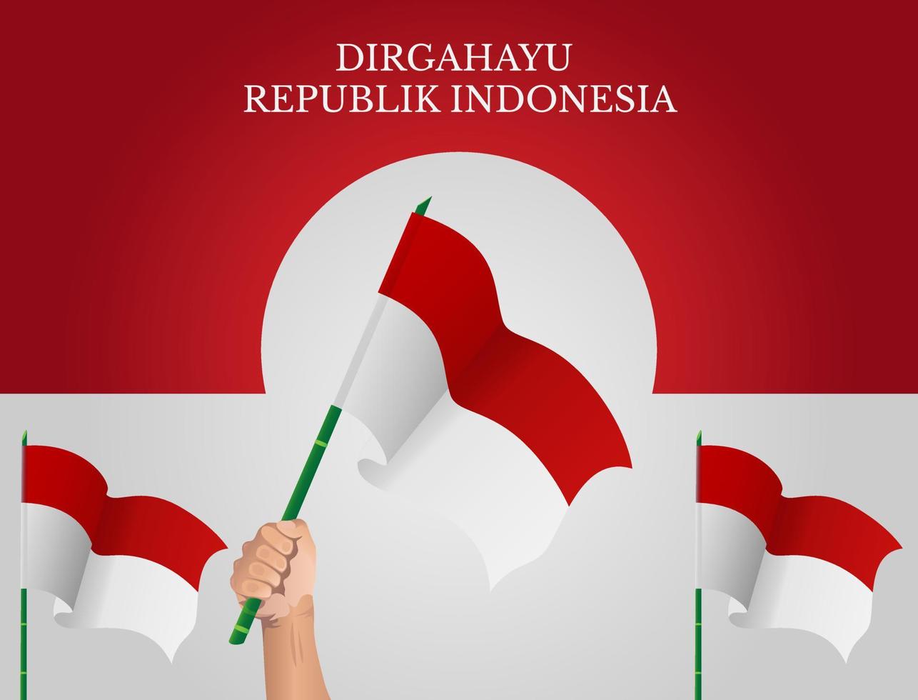 rot-weiße indonesische Flagge flattert mit spitzen Bambusstangen vektor