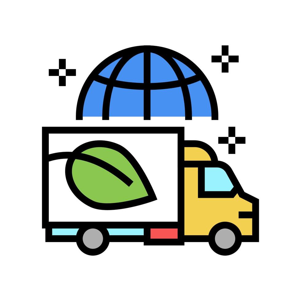 eko leverans lastbil färg ikon vektor illustration
