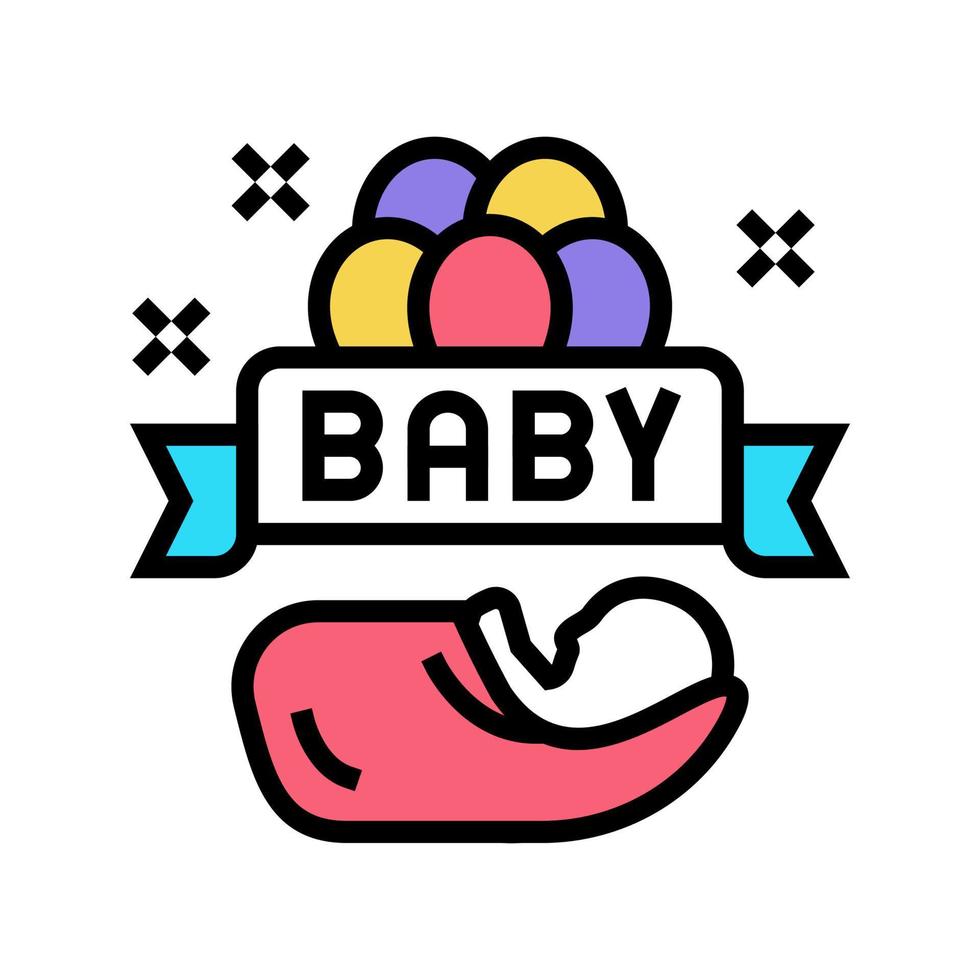 Baby geboren Feier Luftballons Farbsymbol Vektor Illustration