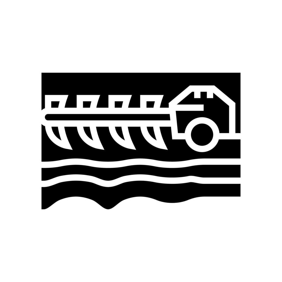 landwirtschaftliche Technik Kultivator Glyphe Symbol Vektor Illustration