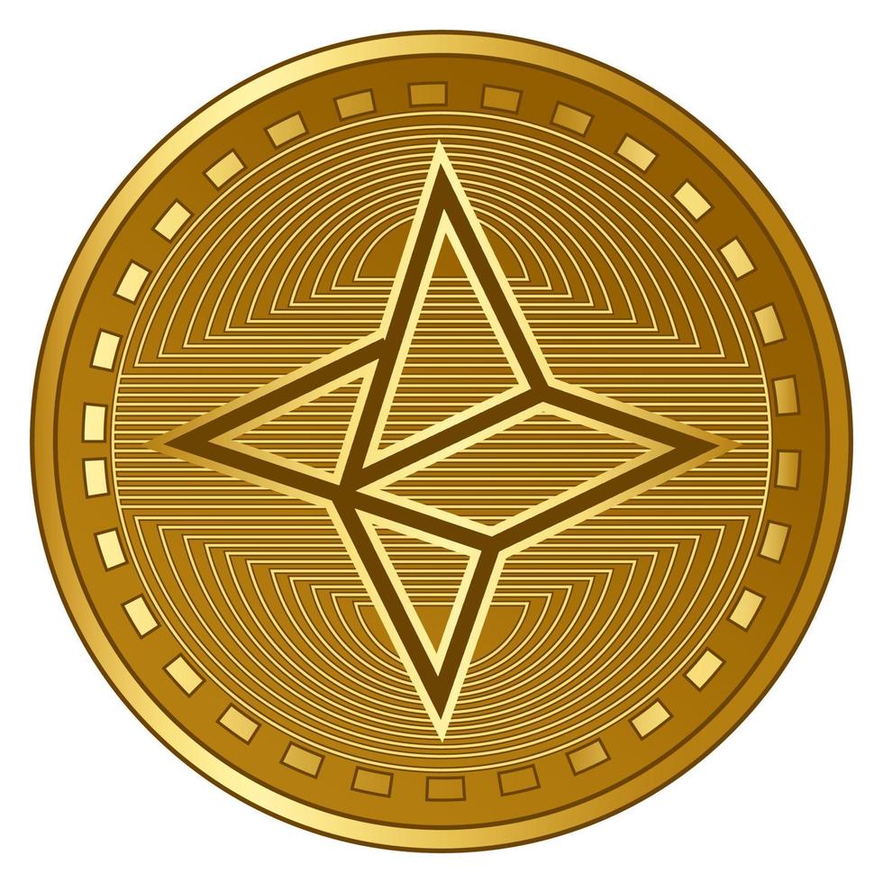 goldene futuristische nebel kryptowährungsmünzenvektorillustration vektor