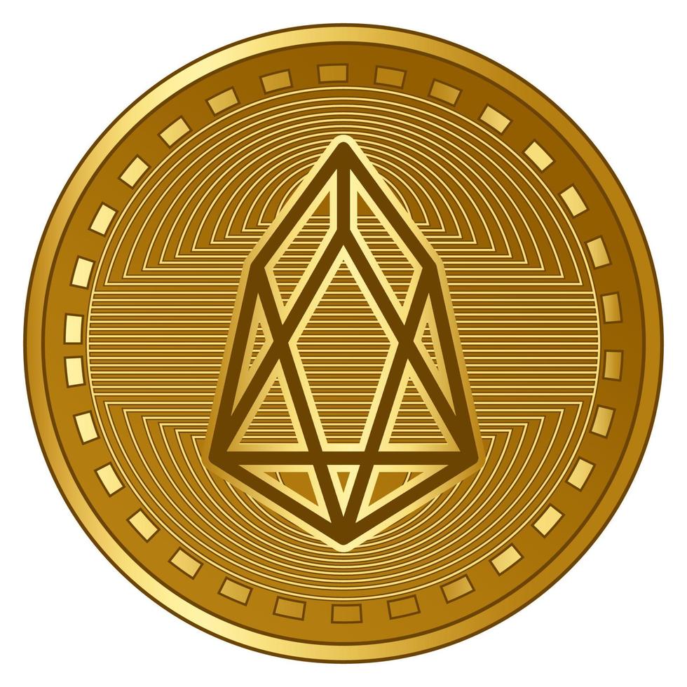 gold futuristische eos kryptowährungsmünzenvektorillustration vektor