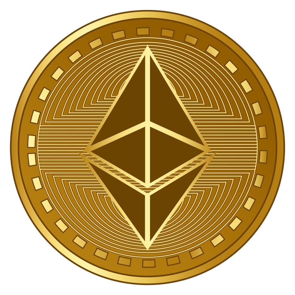 guld futuristisk ethereum kryptovaluta mynt vektor illustration