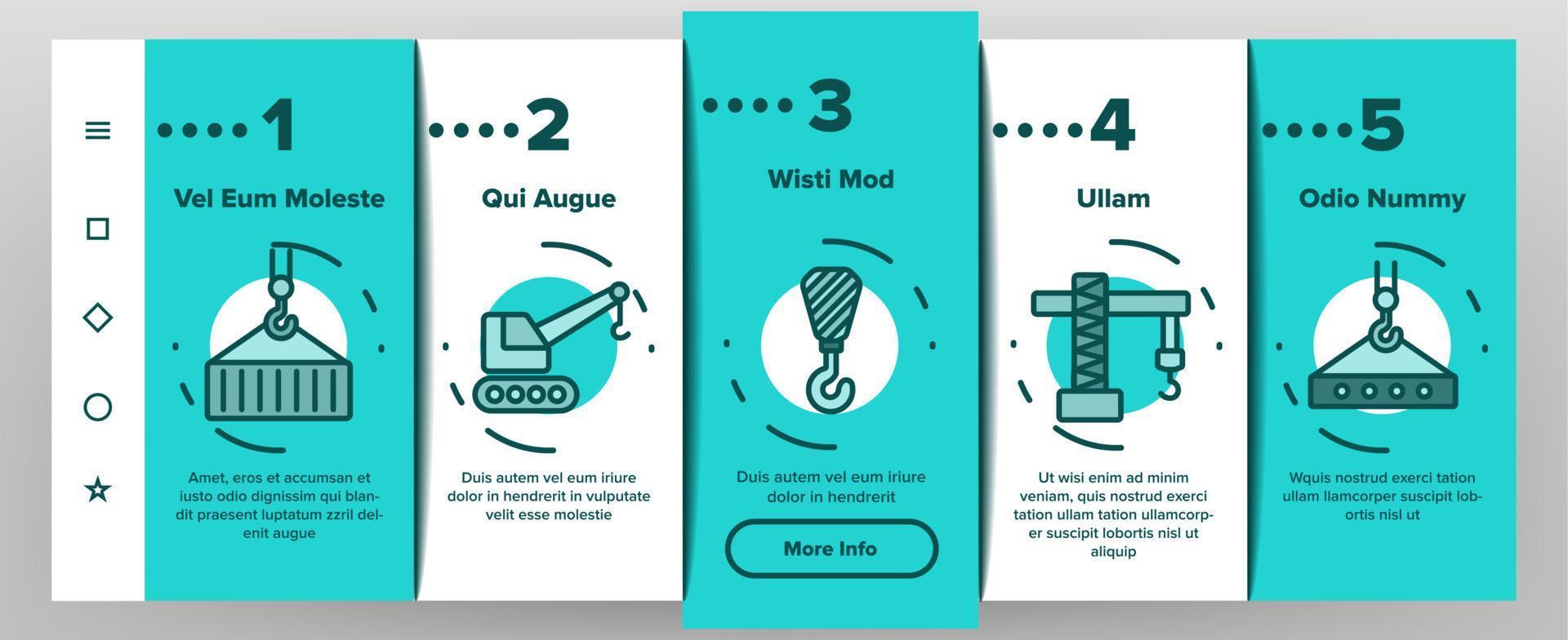 kran bygga maskin onboarding ikoner som vektor