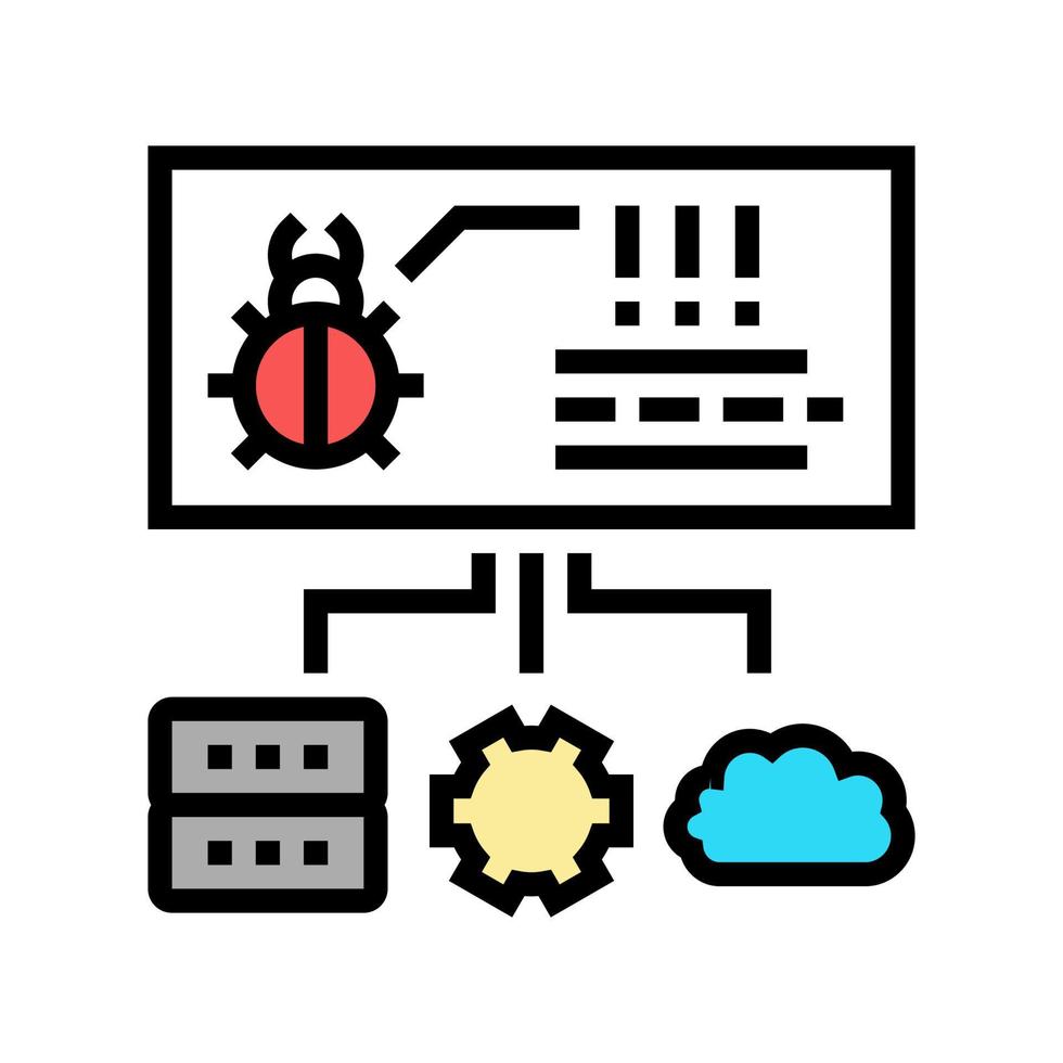 Virus auf Server-, Cloud- und Computerkomponenten Farbsymbol-Vektorillustration vektor